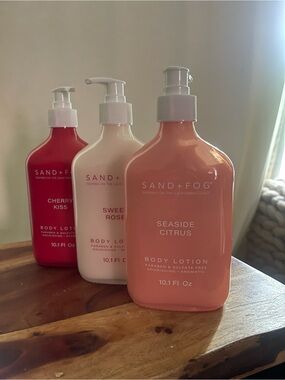 Sweet Rose, Cherry Kiss, and Seaside Citrus Body Lotions